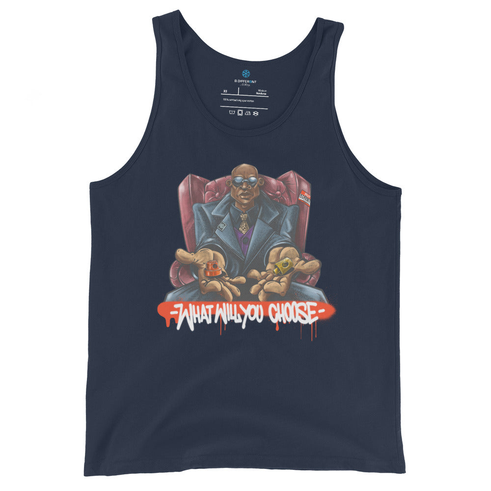 Navy-Make Your Choice Graffiti Tank Top by Trk One from B.Different Clothing, front view, graffiti-inspired streetwear