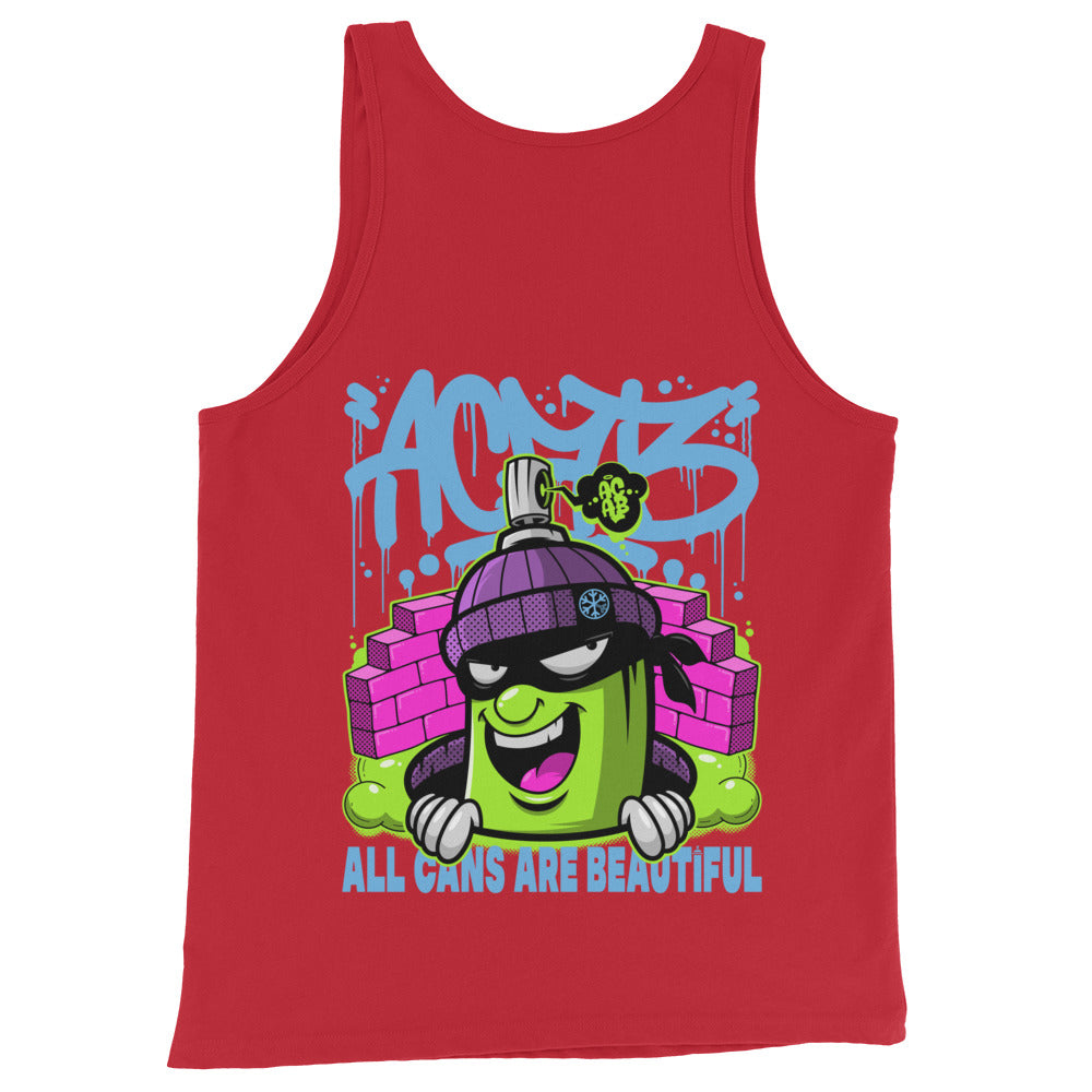 Red-ACAB Graffiti Character Tank Top from B.Different Clothing, back view, graffiti-inspired streetwear