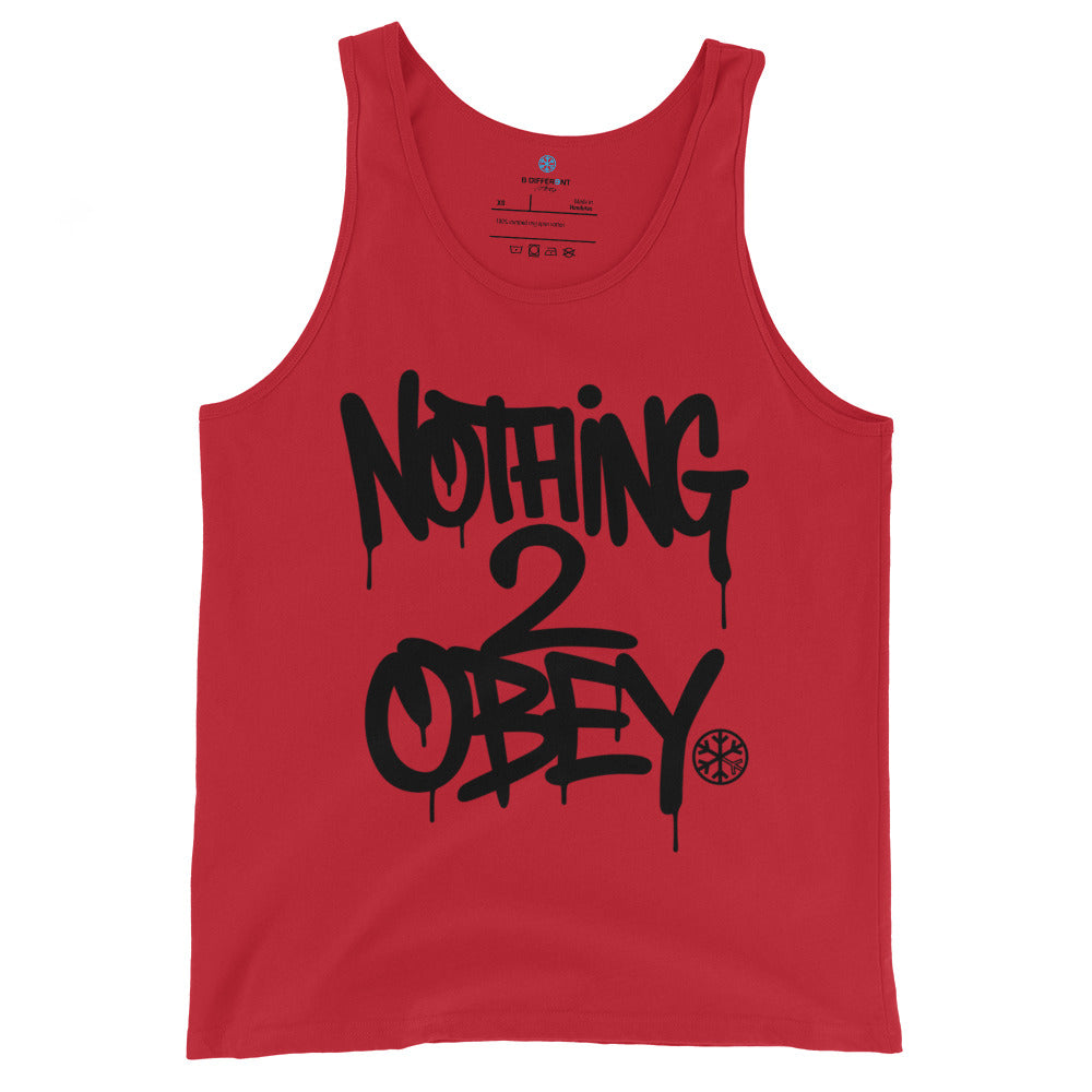 Red-Nothing 2 Obey Graffiti Sweatshirt from B.Different Clothing, front view, graffiti-inspired streetwear