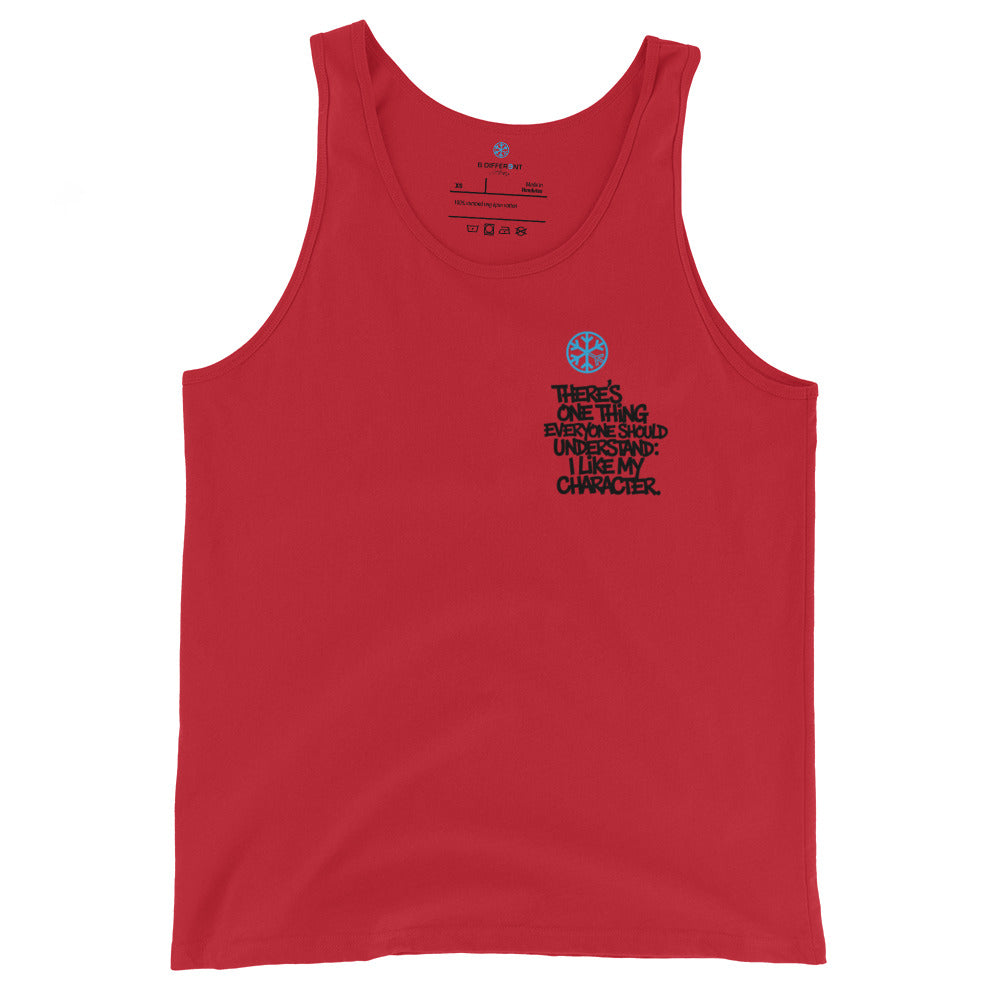 Red-Dennis Graffiti Tank Top from B.Different Clothing, front view, graffiti-inspired streetwear
