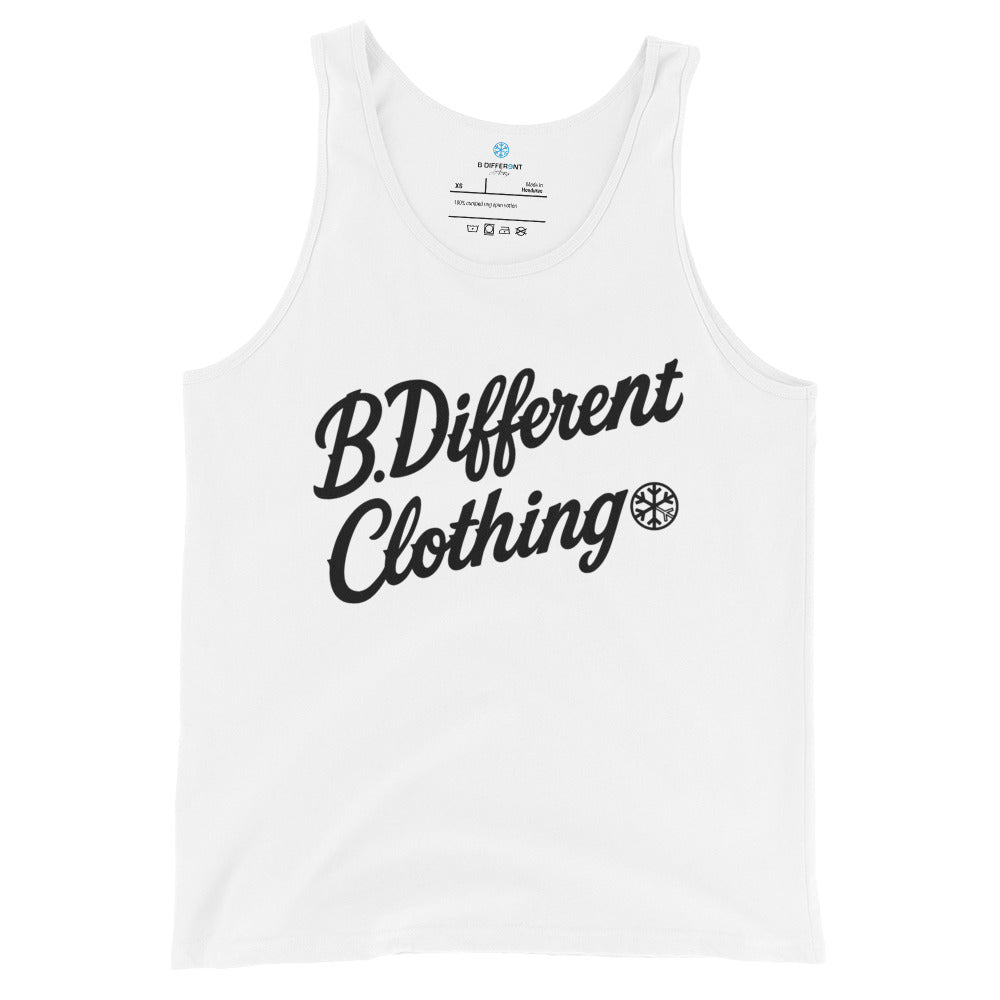 White-The League Tank Top from B.Different Clothing, front view, graffiti-inspired streetwear