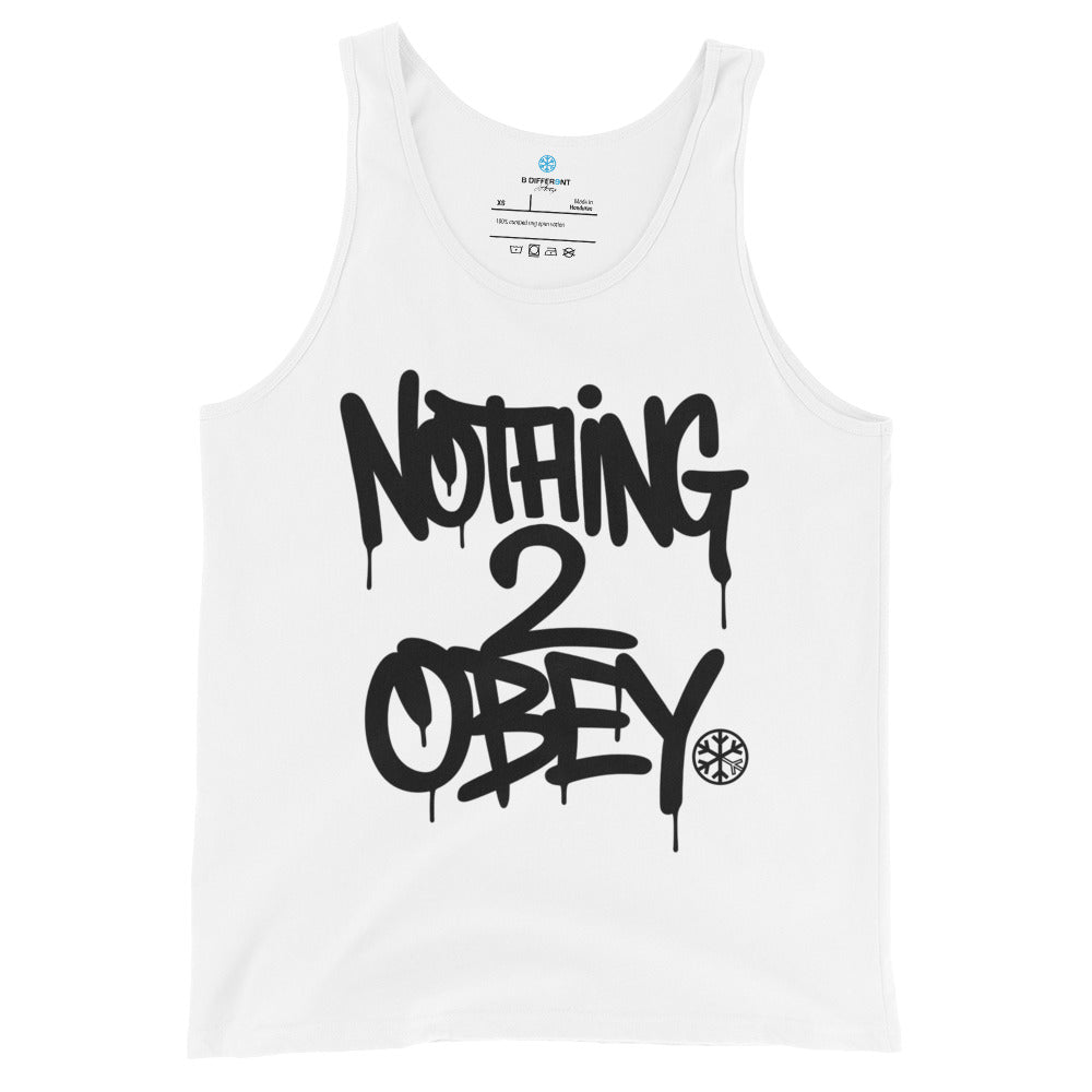White-Nothing 2 Obey Graffiti Sweatshirt from B.Different Clothing, front view, graffiti-inspired streetwear