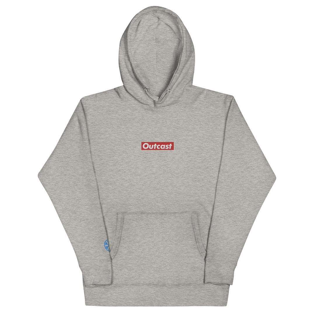 front Outcast box hoodie gray b.different clothing street art graffiti inspired independent streetwear