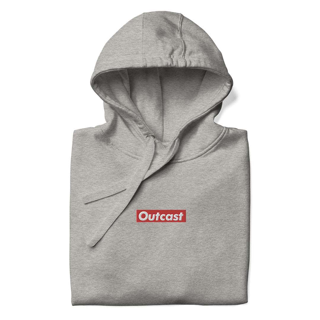 folded Outcast box hoodie gray b.different clothing street art graffiti inspired independent streetwear