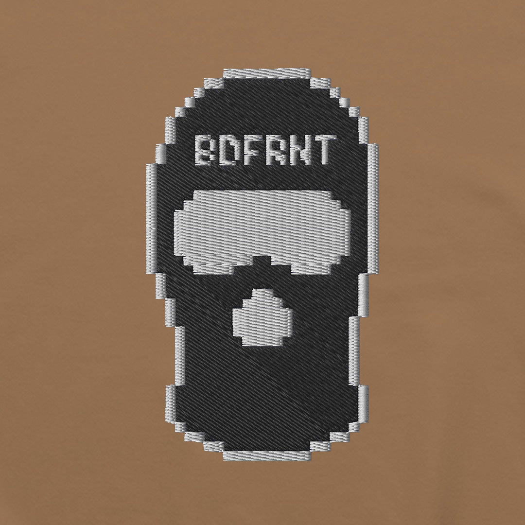 Brown-Pixel Balaclava Graffiti Hoodie from B.Different Clothing, graphic, graffiti-inspired streetwear, oversized heavyweight
