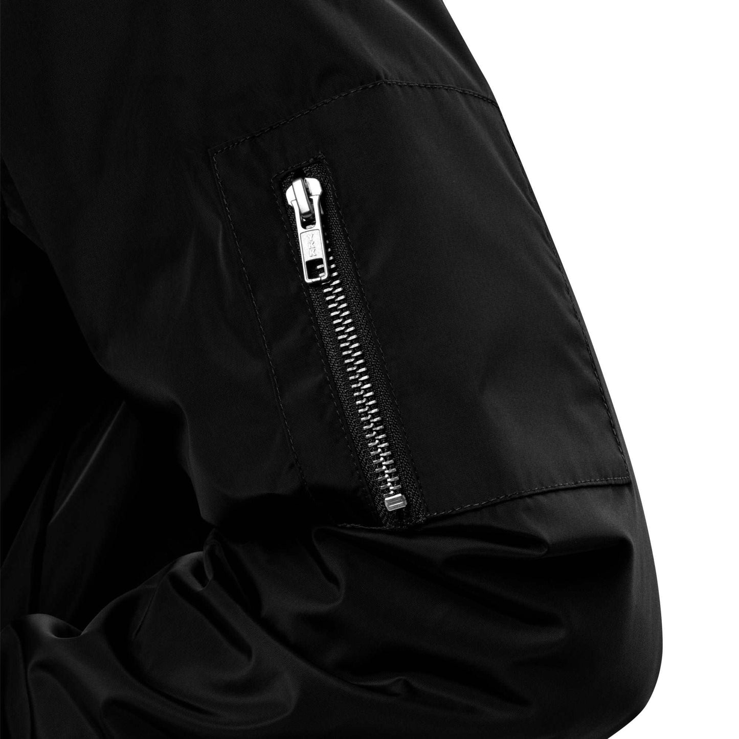 sleeve pocket of No Face No Case Graffiti Throwie Bomber Jacket by B.Different Clothing graffiti street art inspired independent streetwear brand.