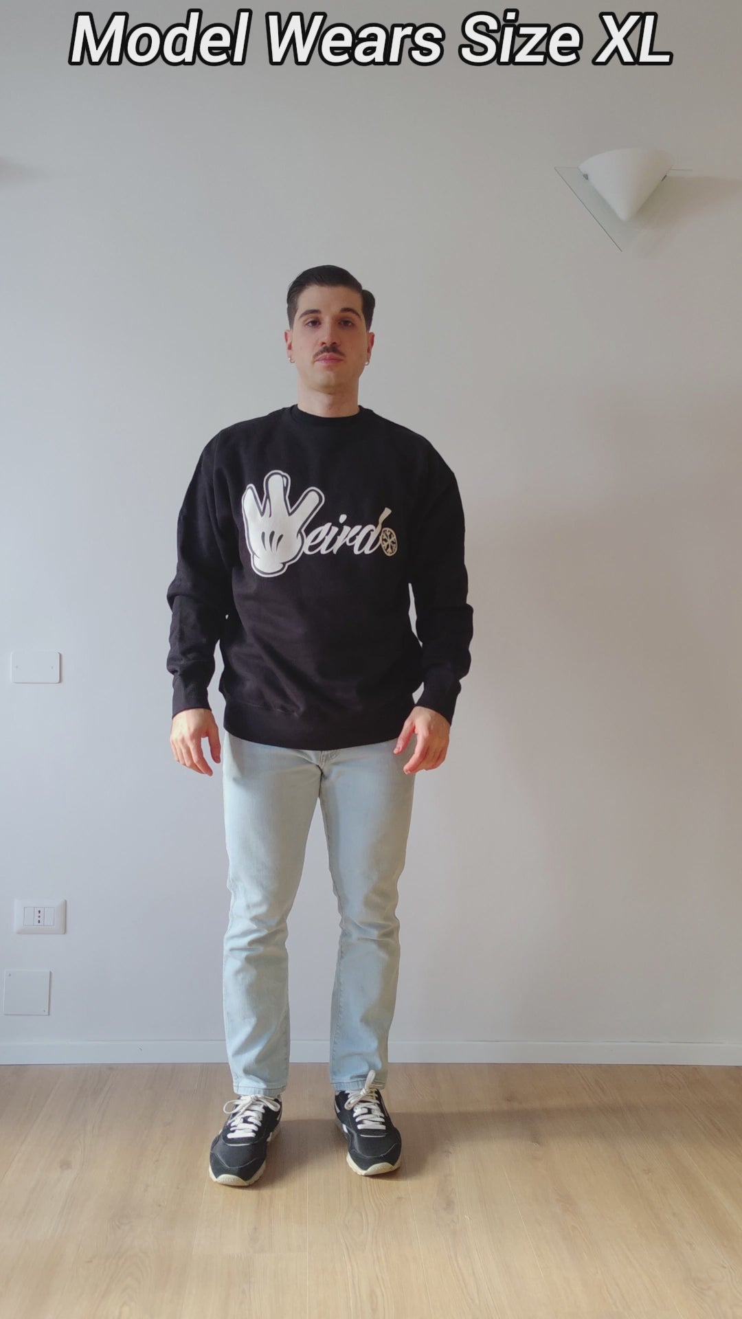 Load video: Graffiti Sweatshirt Size Fit Guide by B.Different Clothing, graffiti-inspired streetwear