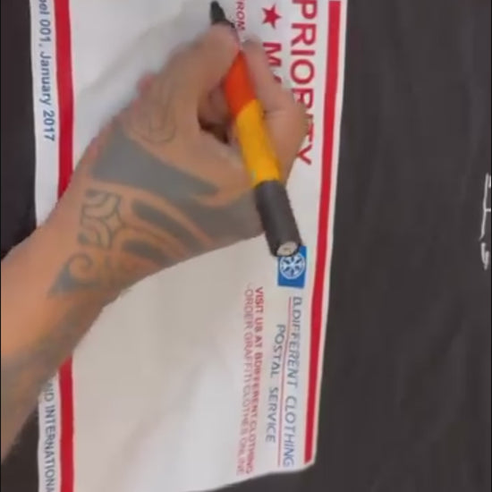 Black-Cope2 customizing Priority Mail Sticker Graffiti Tee from B.Different Clothing, graffiti-inspired streetwear t-shirt