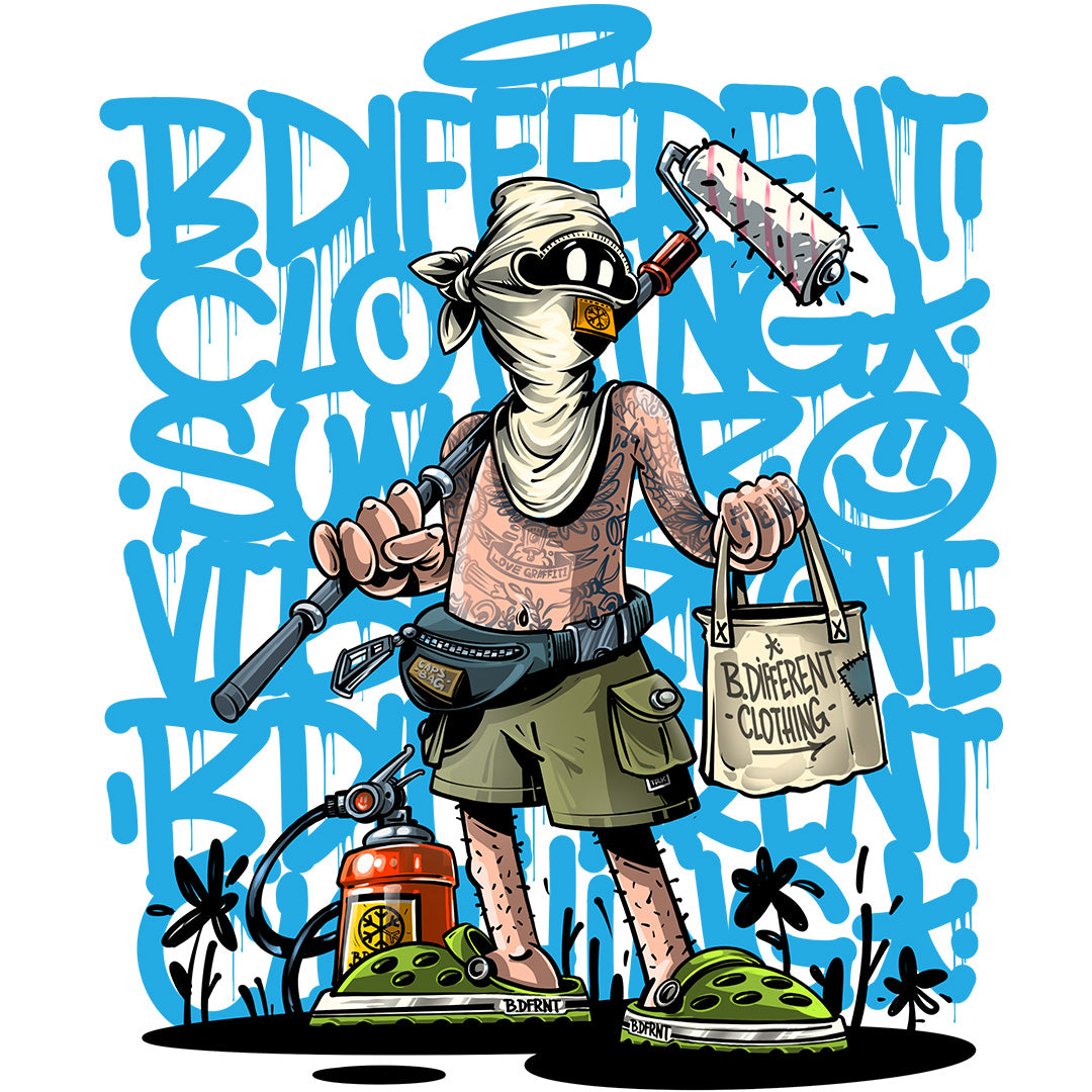 White-Summer Graffiti Tee by Trk One from B.Different Clothing, graphic, graffiti-inspired streetwear t-shirt