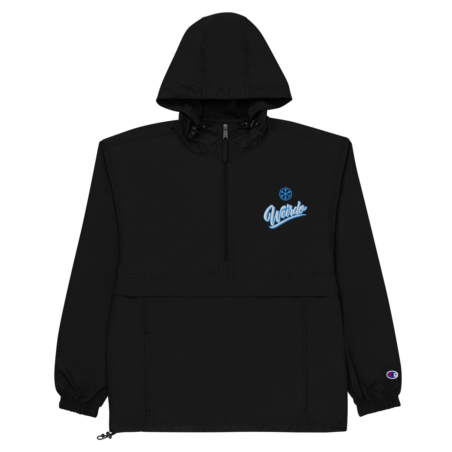 Black-Weirdo Windbreaker Jacket from B.Different Clothing, flat view, graffiti-inspired streetwear