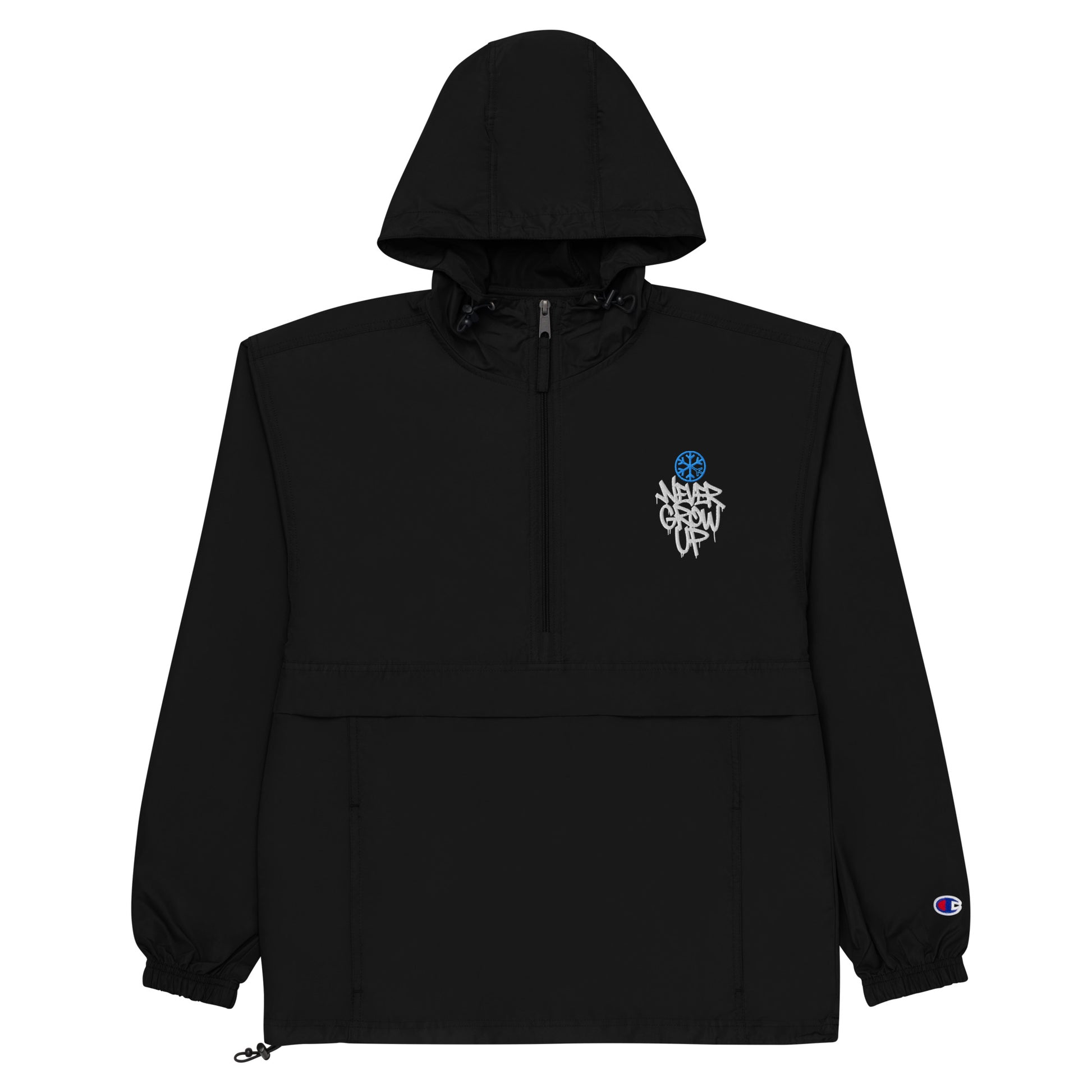 Black-Never Grow Up Graffiti Windbreaker Jacket from B.Different Clothing, packed jacket, graffiti-inspired streetwear