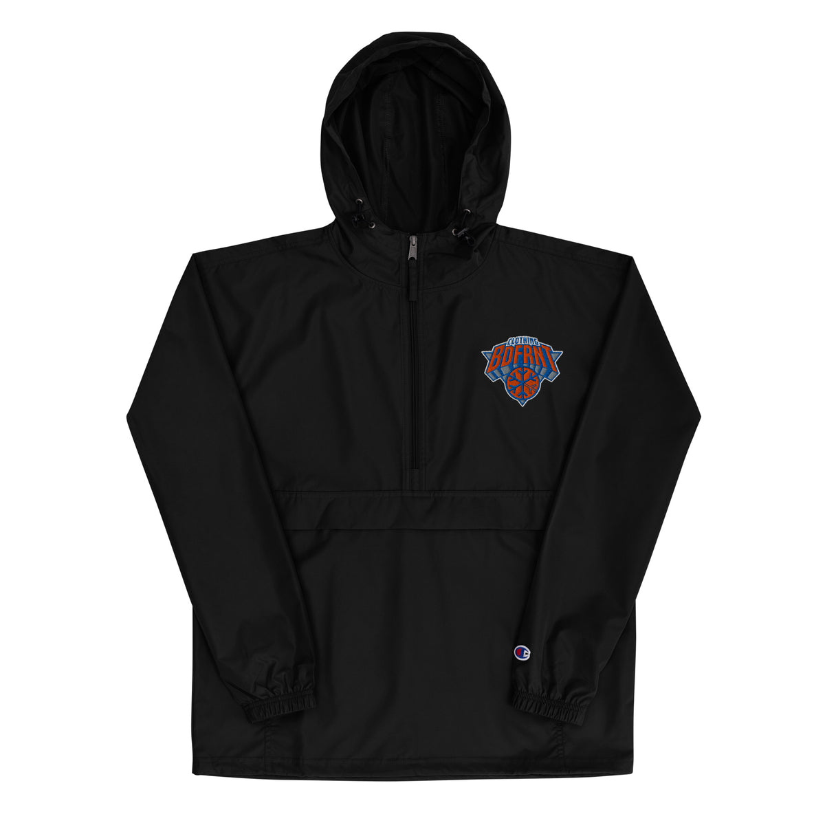 Black-BDFRNT Logo 2011 Windbreaker Jacket from B.Different Clothing, front view, graffiti-inspired streetwear