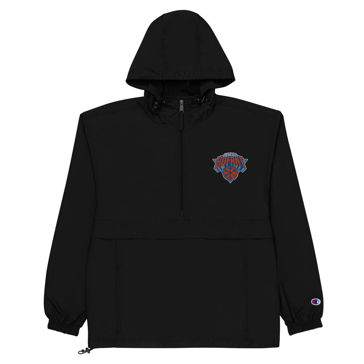 Black-BDFRNT Logo 2011 Windbreaker Jacket from B.Different Clothing, flat view, graffiti-inspired streetwear