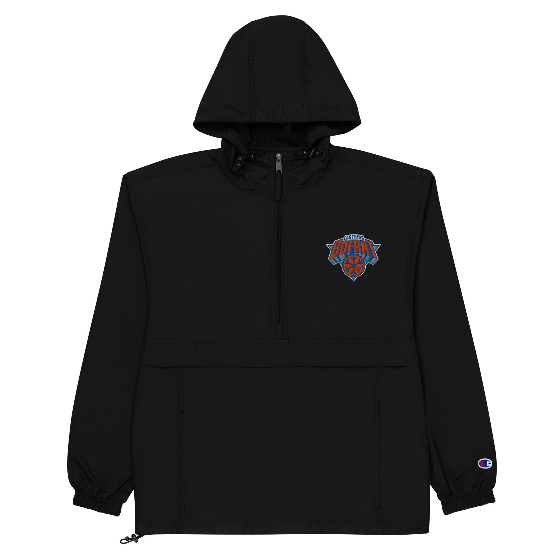 Black-BDFRNT Logo 2011 Windbreaker Jacket from B.Different Clothing, flat view, graffiti-inspired streetwear