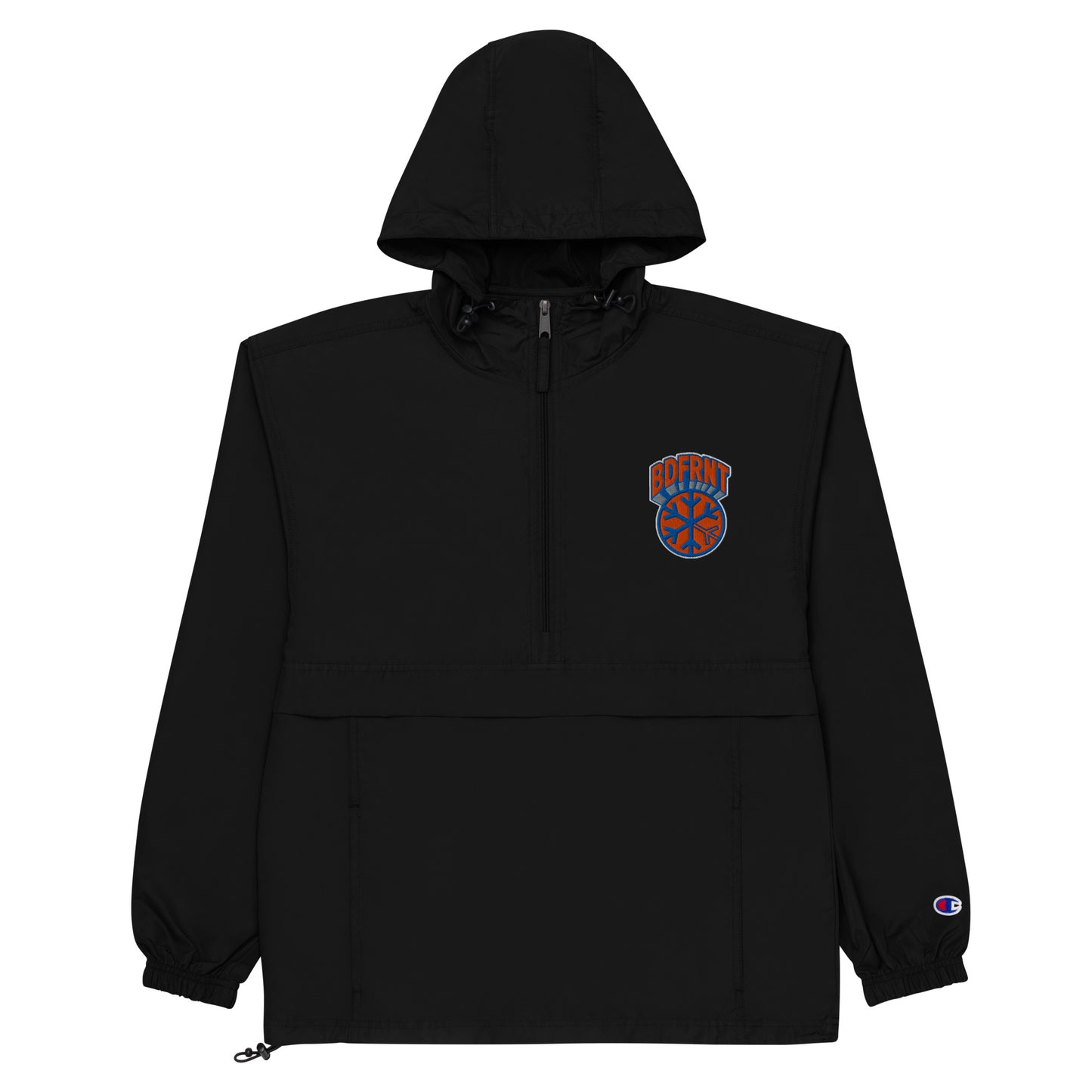 Black-BDFRNT Logo 1989 Windbreaker Jacket from B.Different Clothing, flat view, graffiti-inspired streetwear