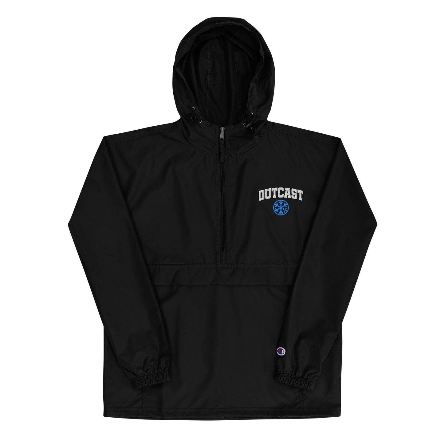 Black-Outcast College Windbreaker Jacket from B.Different Clothing, front view, graffiti-inspired streetwear