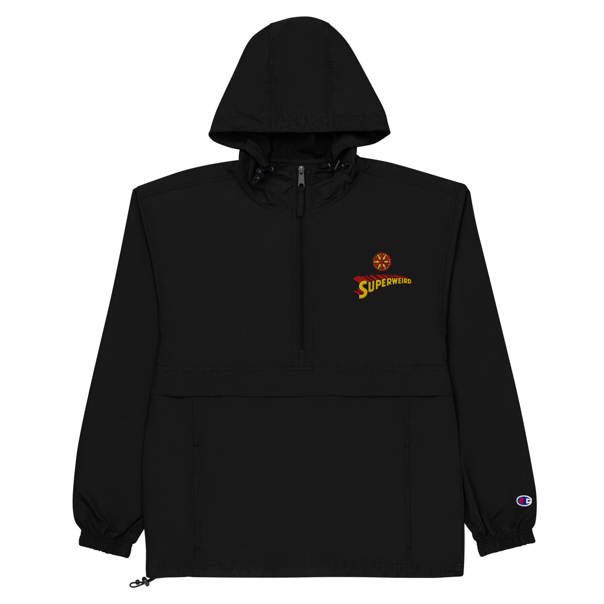 Black-Superweird Windbreaker Jacket from B.Different Clothing, flat view, graffiti-inspired streetwear