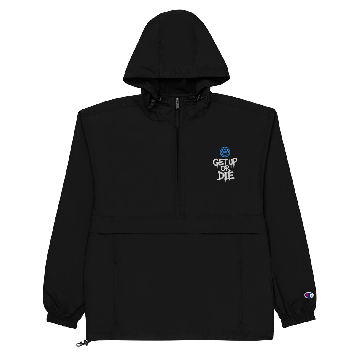 Black-Get Up or Die Graffiti Tag Windbreaker Jacket from B.Different Clothing, flat view, graffiti-inspired streetwear