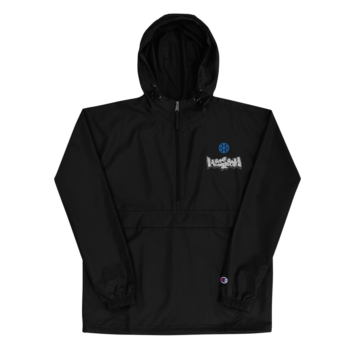 Black-Mission Graffiti Piece Windbreaker Jacket from B.Different Clothing, front view, graffiti-inspired streetwear