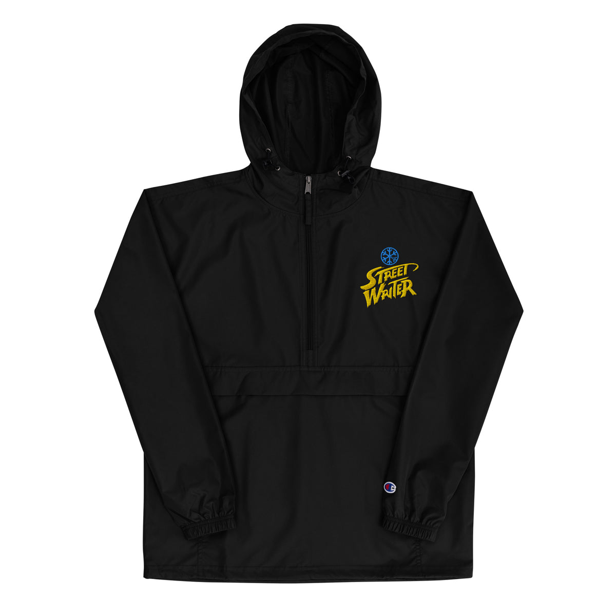 Black-Street Writer Graffiti Windbreaker Jacket from B.Different Clothing, front view, graffiti-inspired streetwear