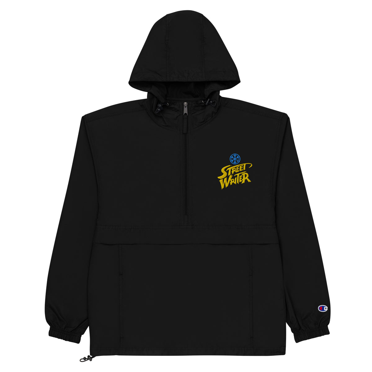 Black-Street Writer Graffiti Windbreaker Jacket from B.Different Clothing, flat view, graffiti-inspired streetwear