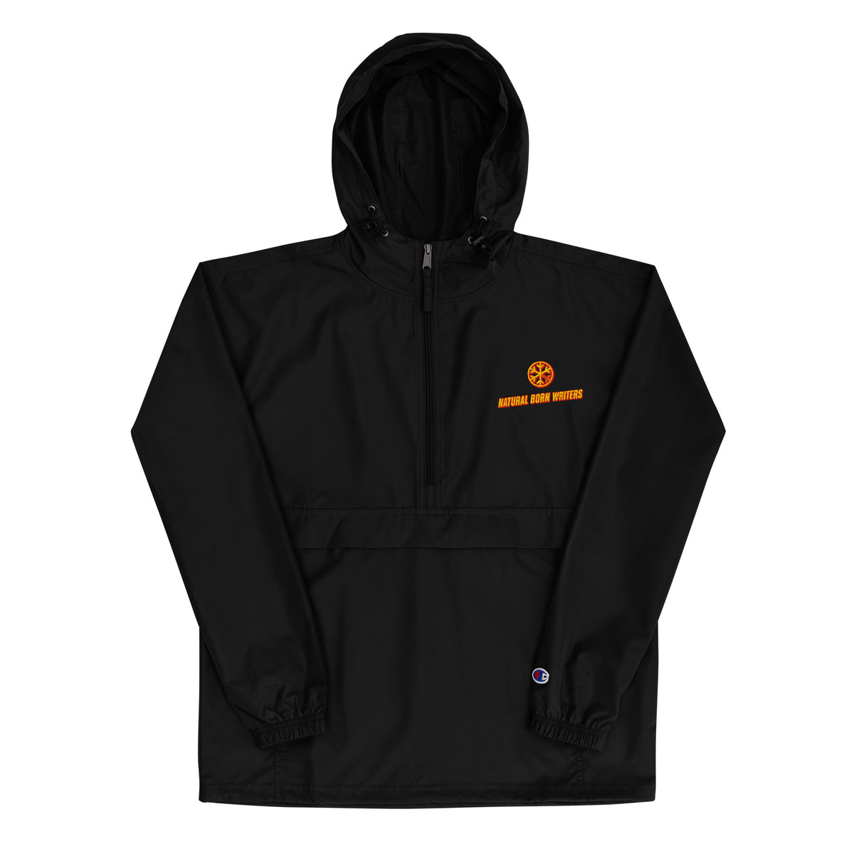Black-Natural Born Writers Graffiti Windbreaker Jacket from B.Different Clothing, front view, graffiti-inspired streetwear