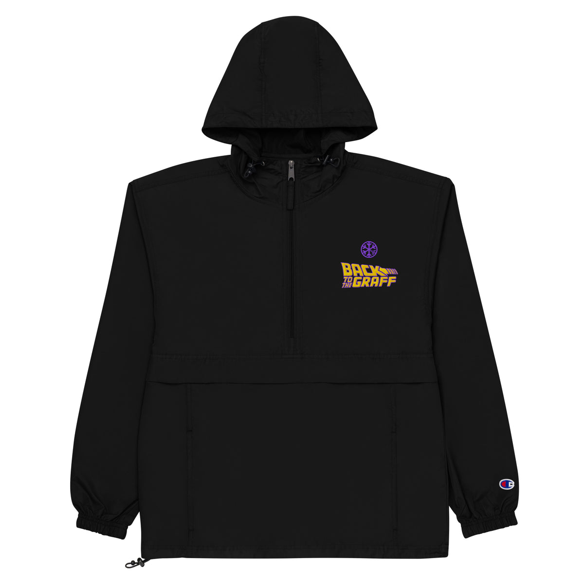 Black-Back to the Graff Windbreaker Jacket from B.Different Clothing, flat view, graffiti-inspired streetwear