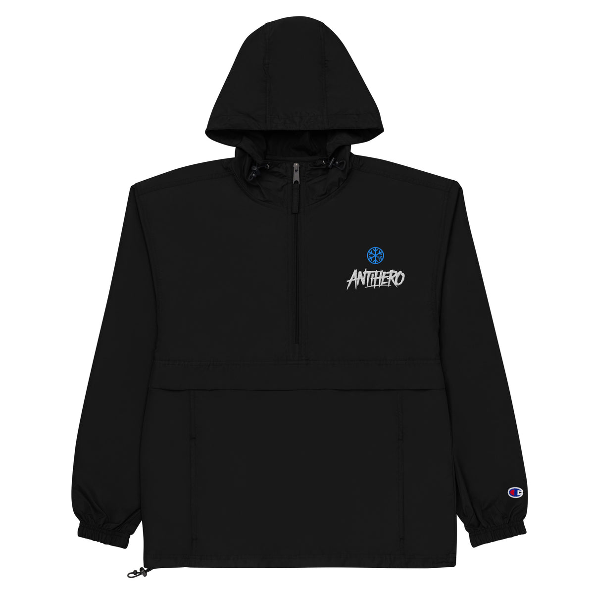 Black-Antihero Graffiti Tag Windbreaker Jacket from B.Different Clothing, flat view, graffiti-inspired streetwear