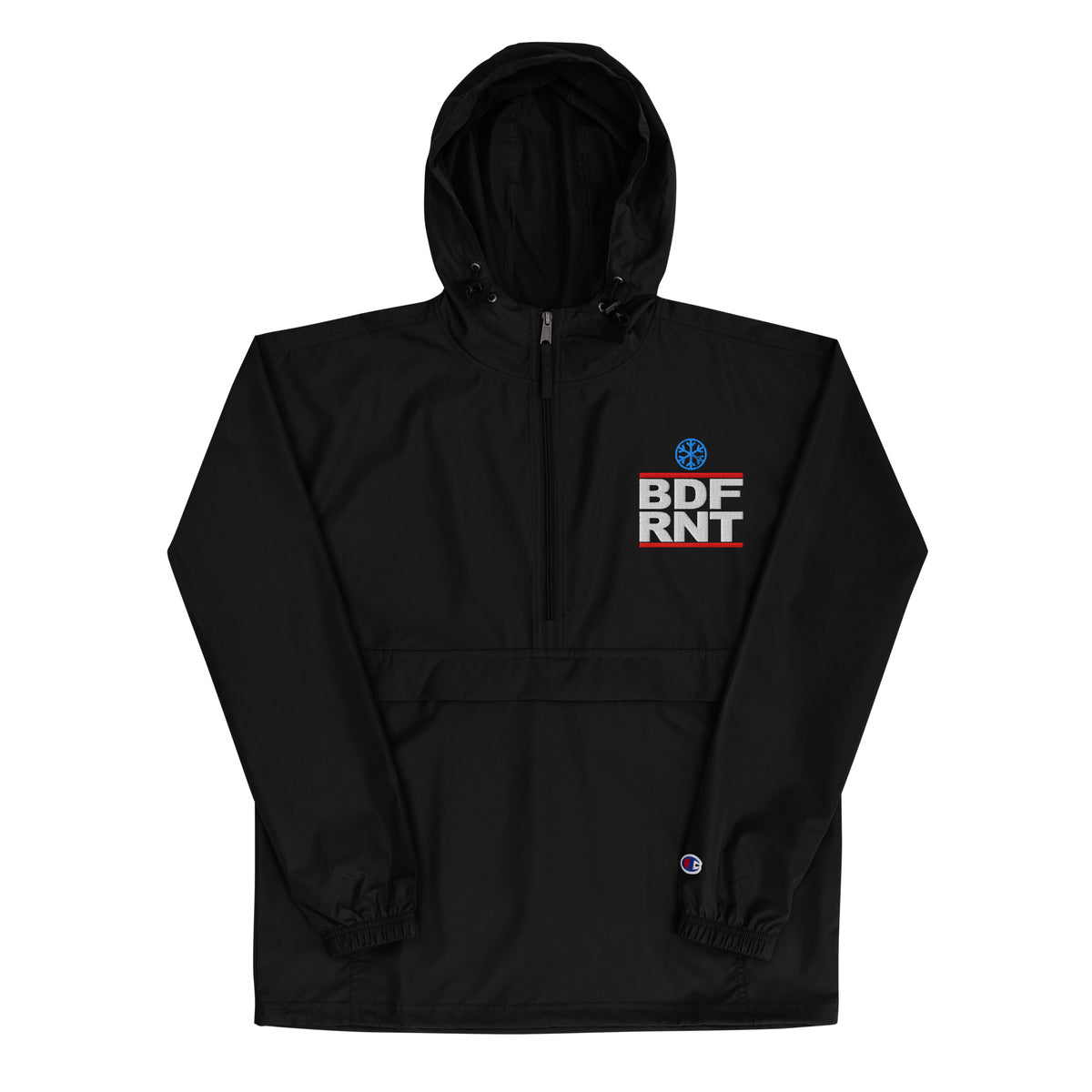 Black-BDFRNT OG Logo Windbreaker Jacket from B.Different Clothing, front view, graffiti-inspired streetwear