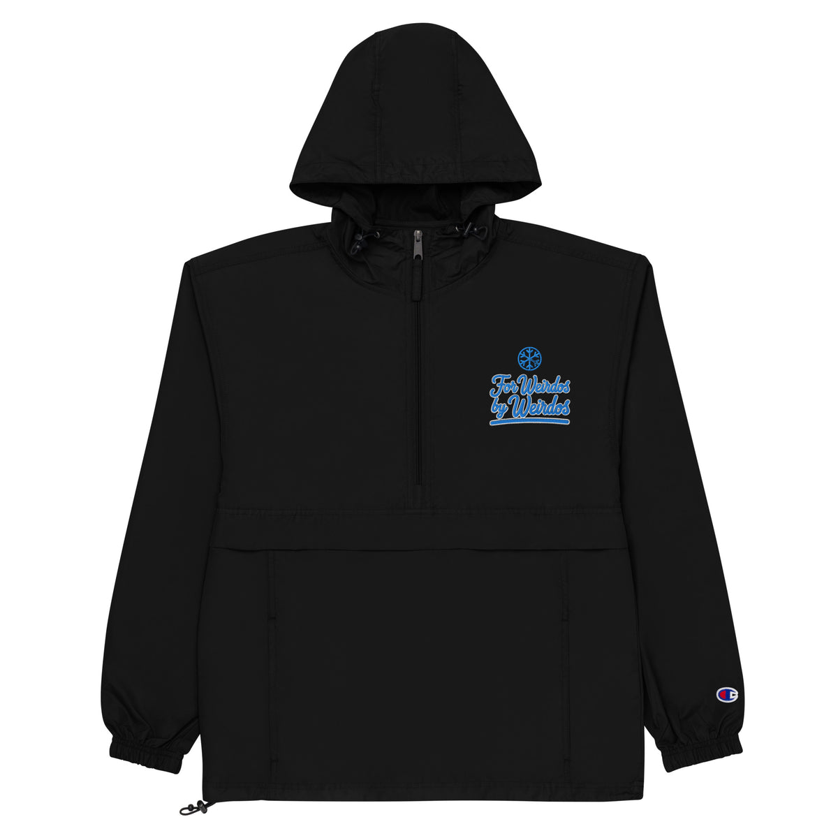 Black-For Weirdos by Weirdos Windbreaker Jacket from B.Different Clothing, flat view, graffiti-inspired streetwear