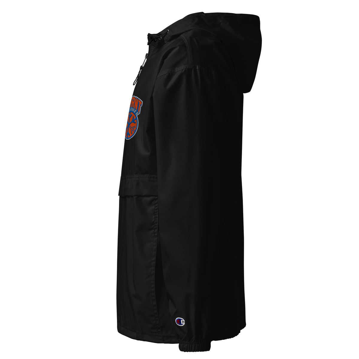 Black-BDFRNT Logo 1989 Windbreaker Jacket from B.Different Clothing, left view, graffiti-inspired streetwear