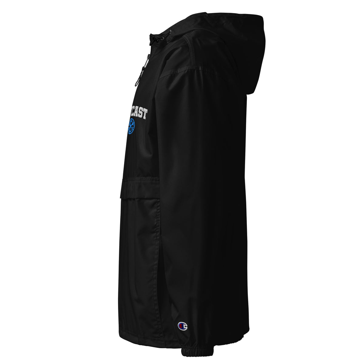 Black-Outcast College Windbreaker Jacket from B.Different Clothing, left view, graffiti-inspired streetwear