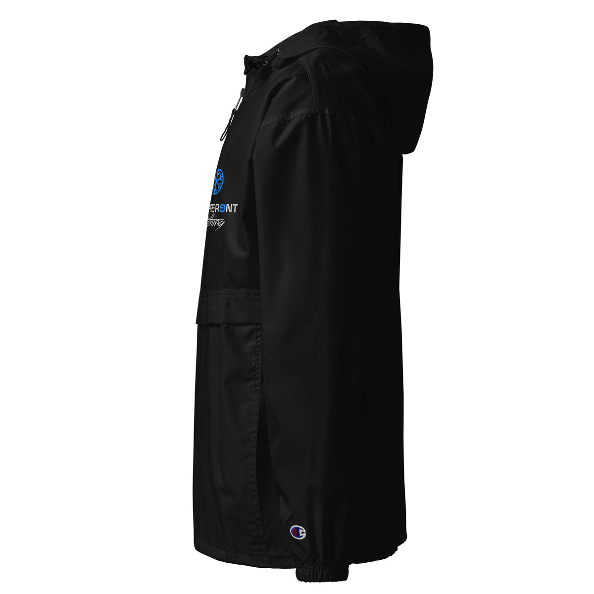 Black-Logo Windbreaker Jacket from B.Different Clothing, left view, graffiti-inspired streetwear
