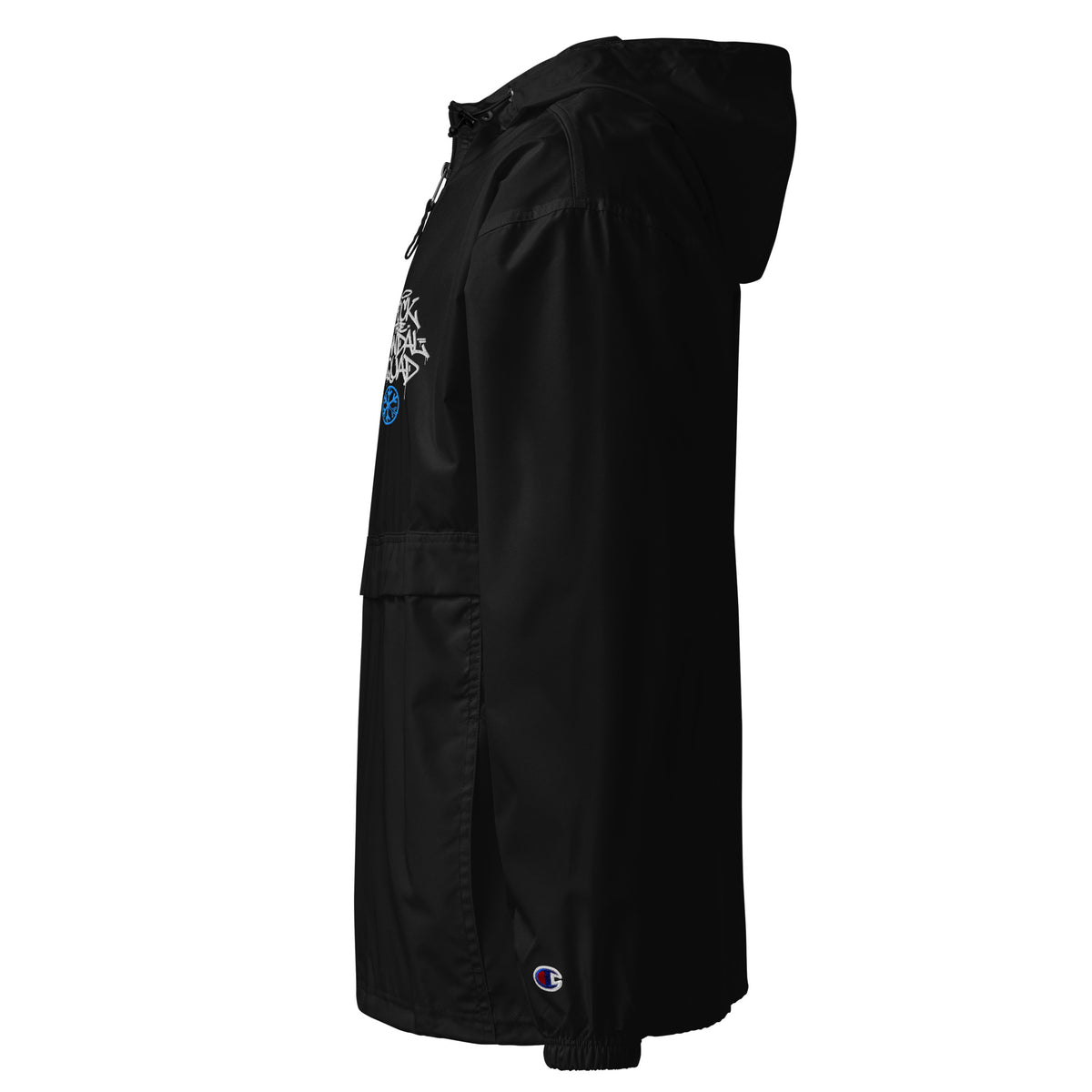 Black-Fu*k The Vandal Squad Graffiti Windbreaker Jacket from B.Different Clothing, left view, graffiti-inspired streetwear