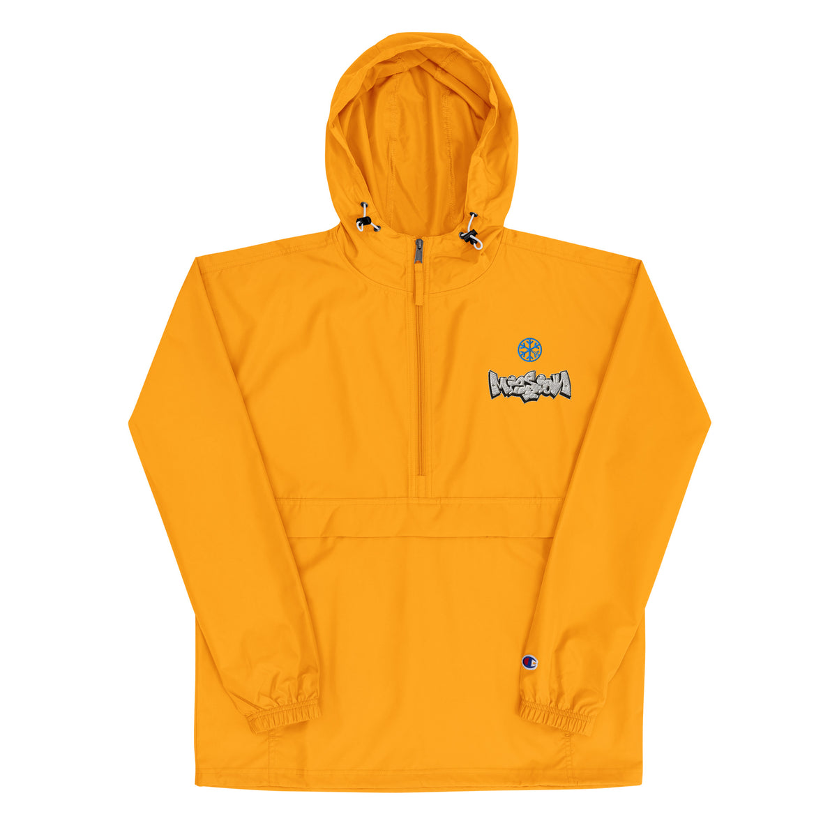 Yellow-Mission Graffiti Piece Windbreaker Jacket from B.Different Clothing, flat view, graffiti-inspired streetwear