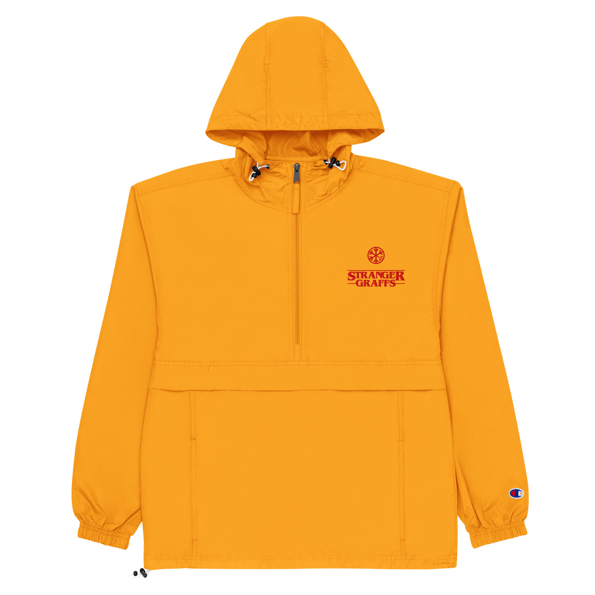 Yellow-Stranger Graffs Windbreaker Jacket from B.Different Clothing, flat view, graffiti-inspired streetwear
