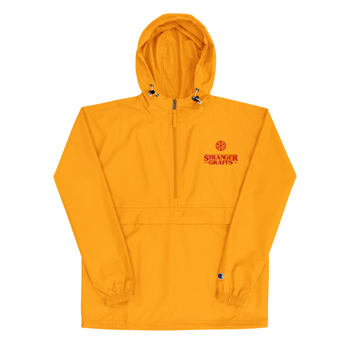 Yellow-Stranger Graffs Windbreaker Jacket from B.Different Clothing, front view, graffiti-inspired streetwear