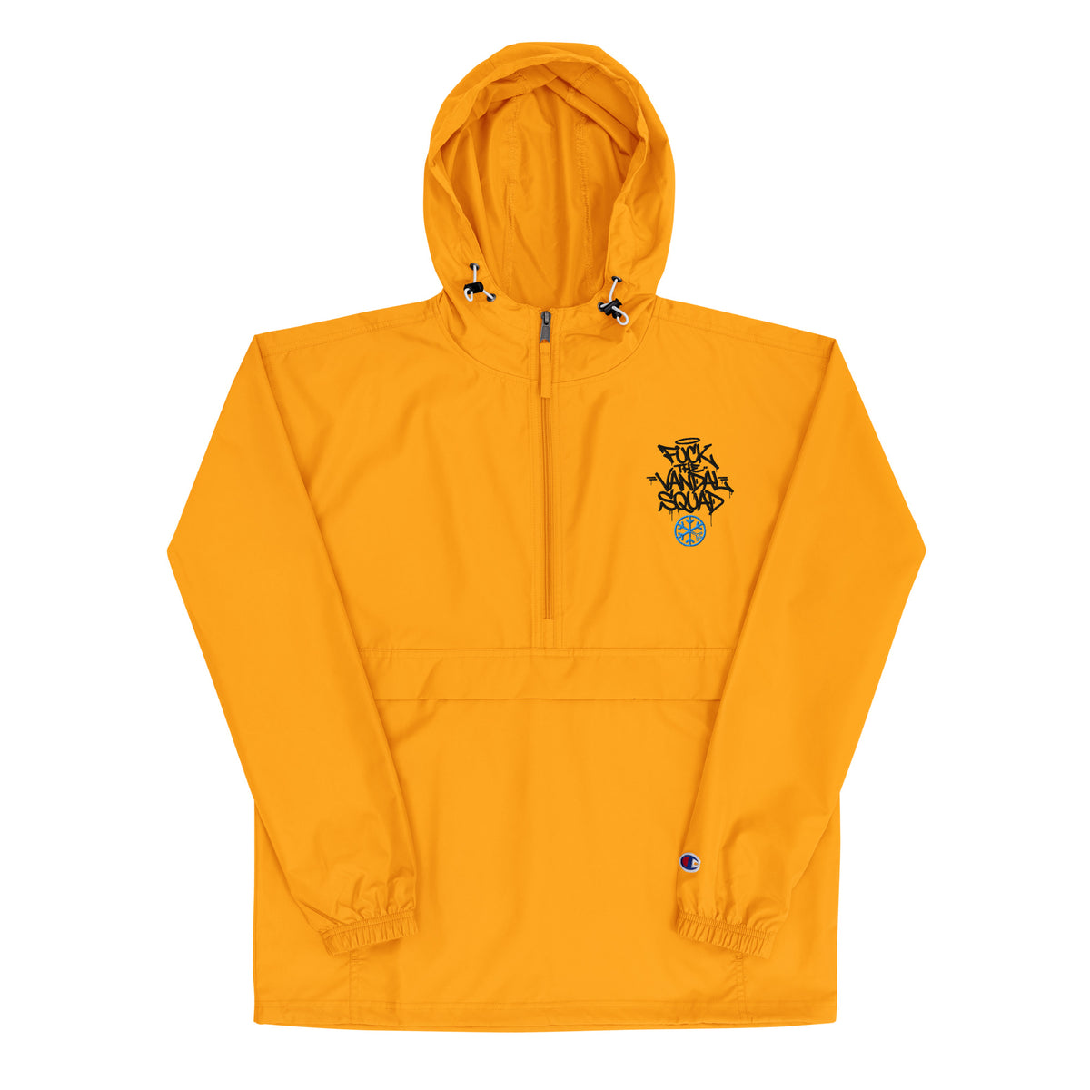 Yellow-Fu*k The Vandal Squad Graffiti Windbreaker Jacket from B.Different Clothing, flat view, graffiti-inspired streetwear