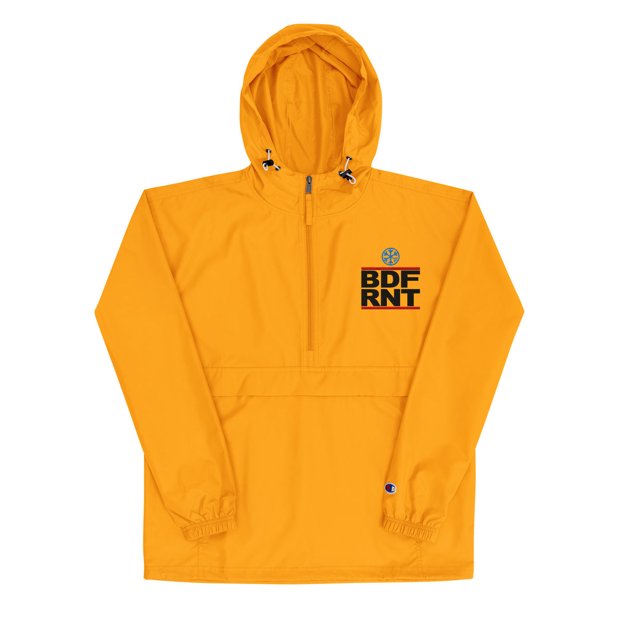 Yellow-BDFRNT OG Logo Windbreaker Jacket from B.Different Clothing, front view, graffiti-inspired streetwear