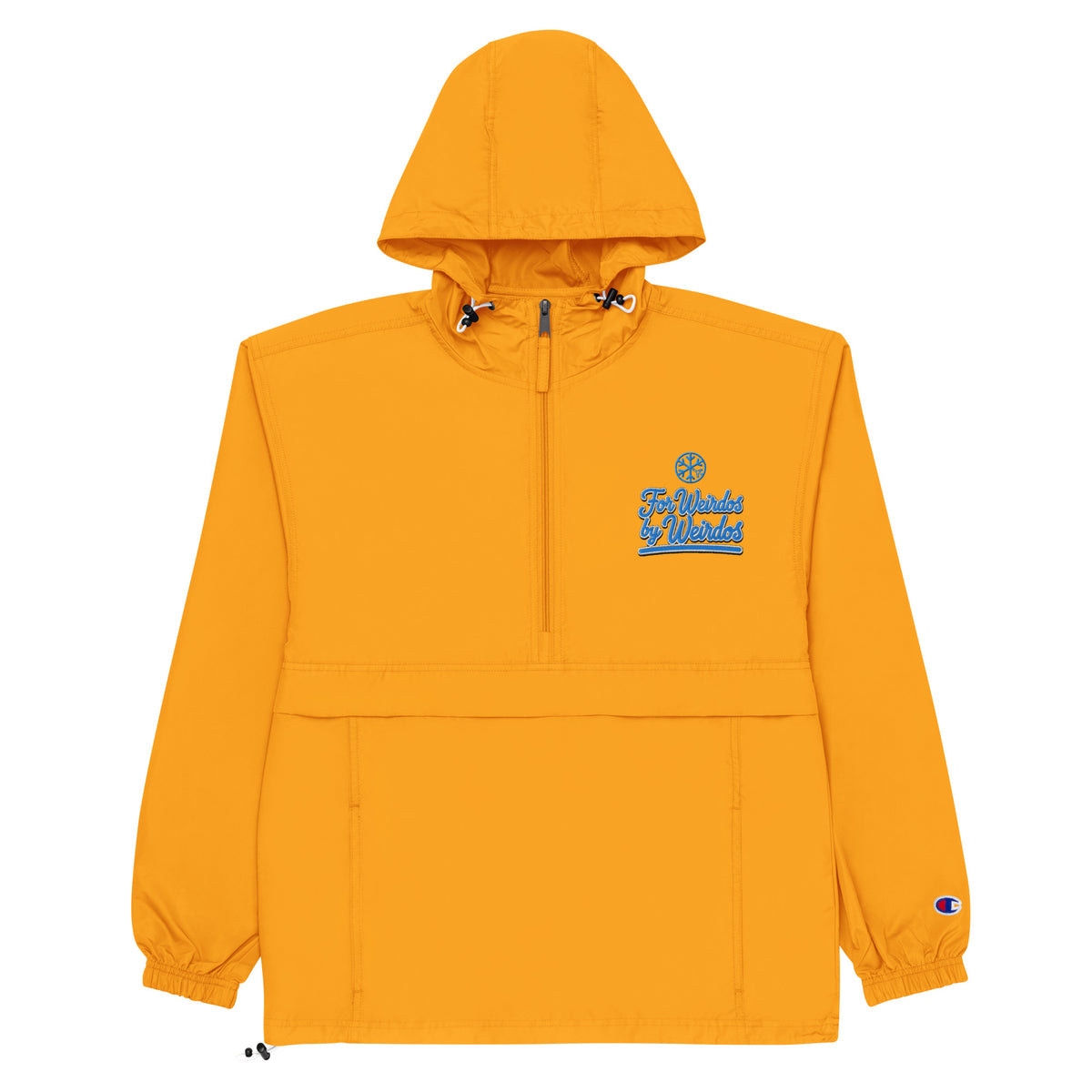 Yellow-For Weirdos by Weirdos Windbreaker Jacket from B.Different Clothing, flat view, graffiti-inspired streetwear