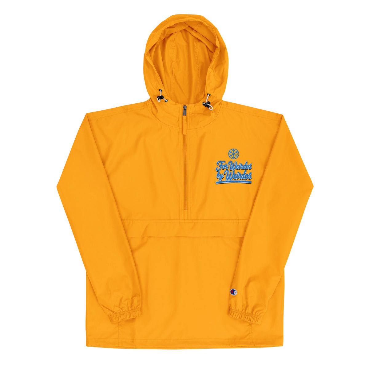 Yellow-For Weirdos by Weirdos Windbreaker Jacket from B.Different Clothing, front view, graffiti-inspired streetwear