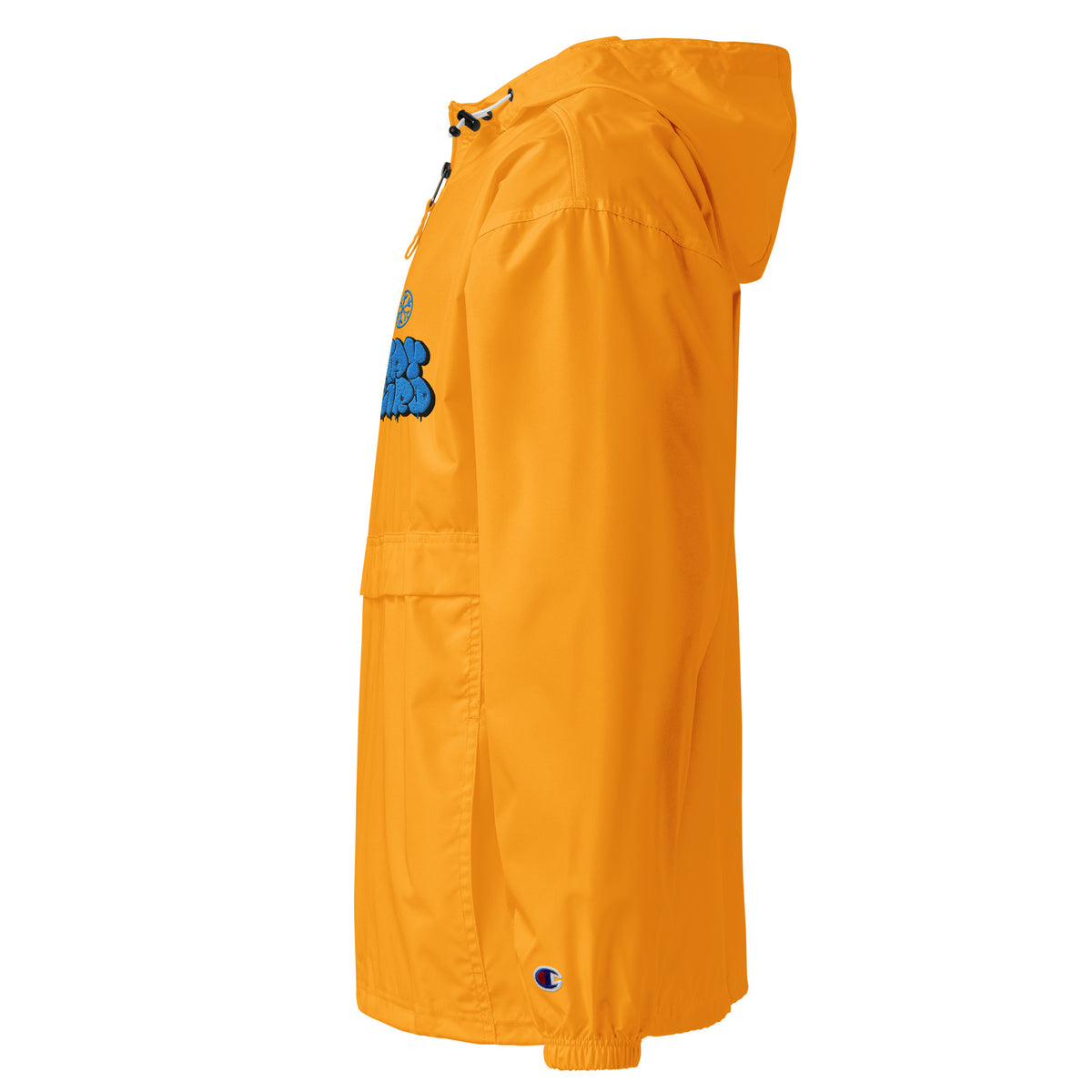 Yellow-Stay Weird Graffiti Throw-up Windbreaker Jacket from B.Different Clothing, left view, graffiti-inspired streetwear
