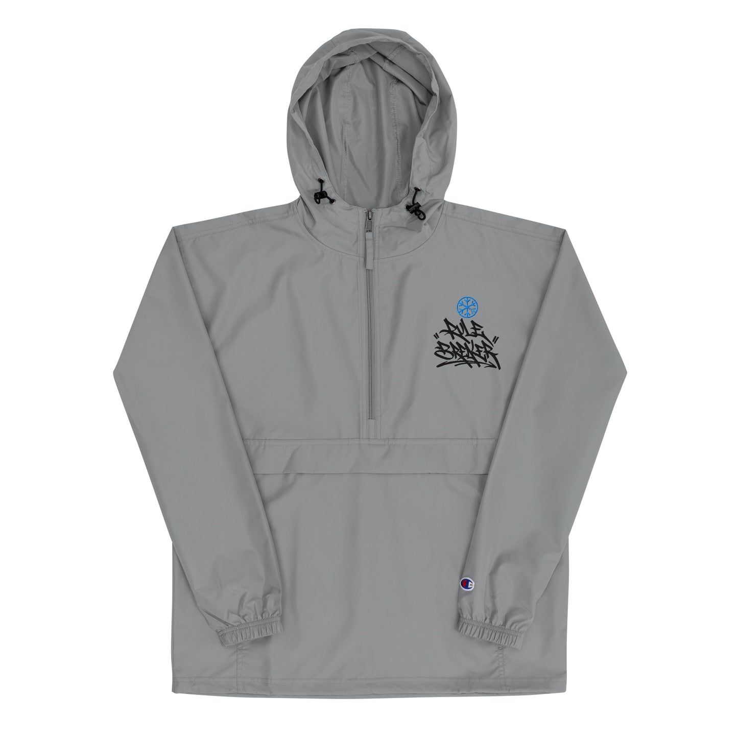 Gray-Rule Breaker Graffiti Tag Windbreaker Jacket from B.Different Clothing, front view, graffiti-inspired streetwear