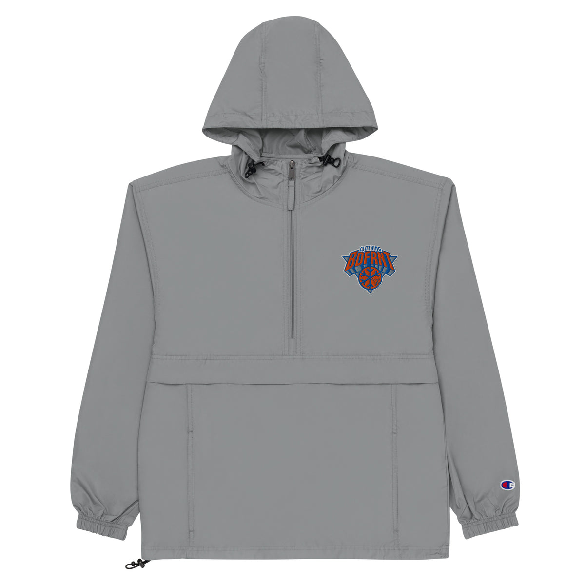 Gray-BDFRNT Logo 2011 Windbreaker Jacket from B.Different Clothing, flat view, graffiti-inspired streetwear