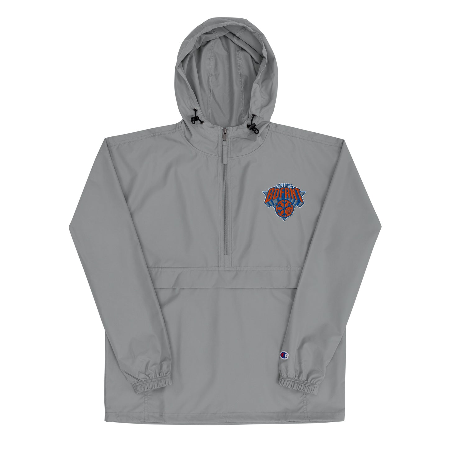 Gray-BDFRNT Logo 2011 Windbreaker Jacket from B.Different Clothing, front view, graffiti-inspired streetwear