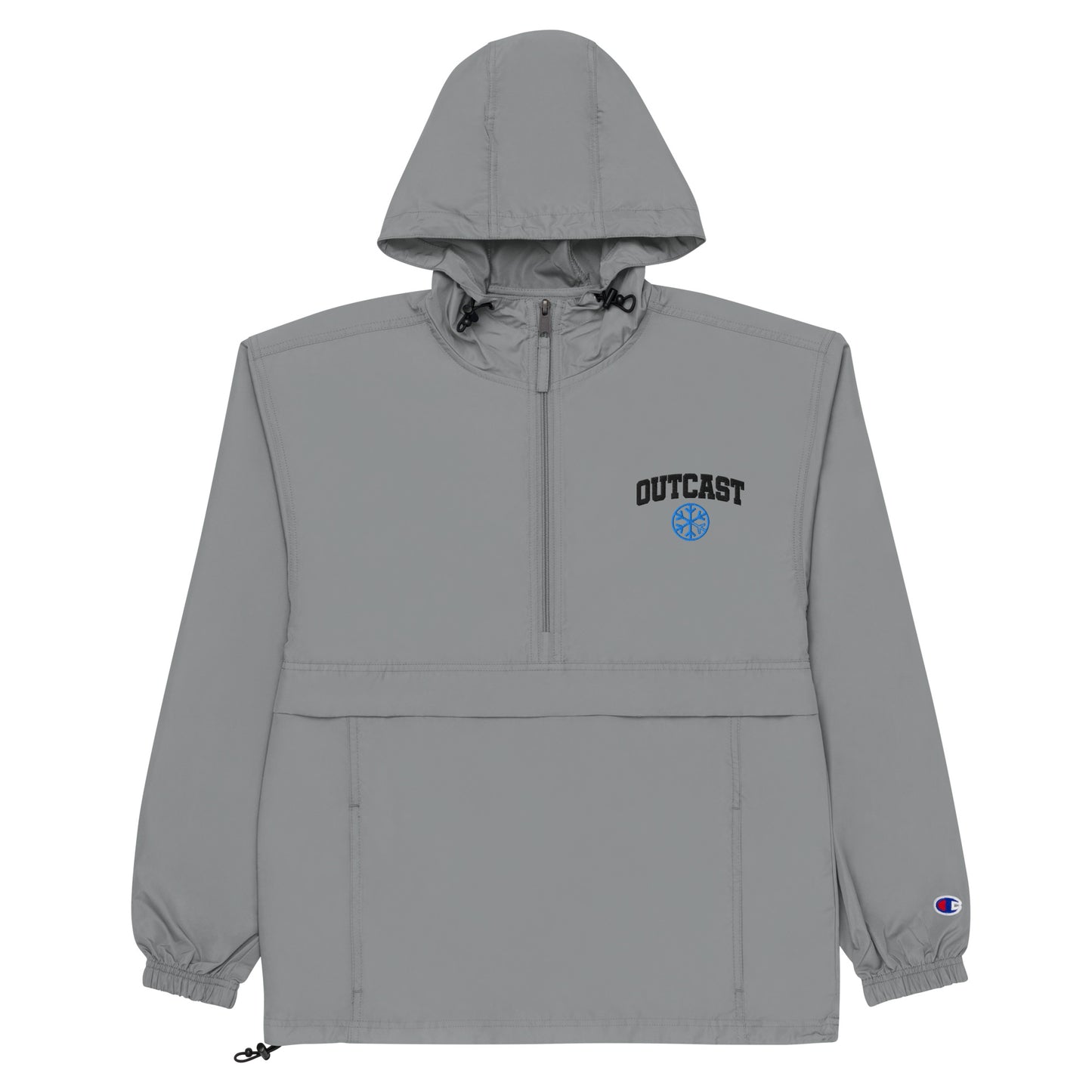 Gray-Outcast College Windbreaker Jacket from B.Different Clothing, flat view, graffiti-inspired streetwear