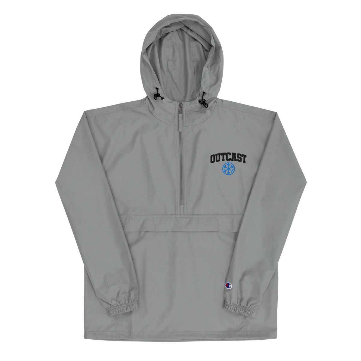 Gray-Outcast College Windbreaker Jacket from B.Different Clothing, front view, graffiti-inspired streetwear
