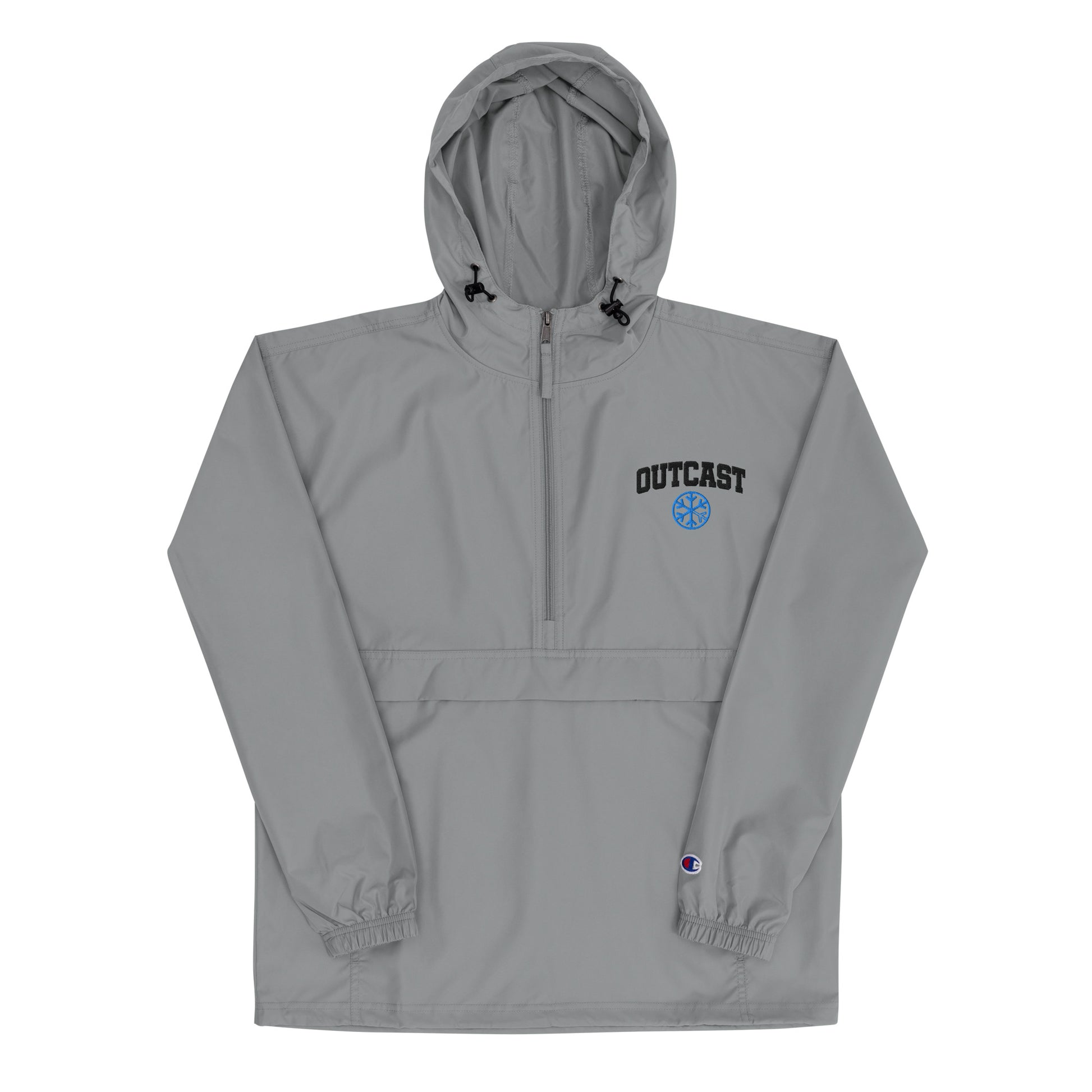 Gray-Outcast College Windbreaker Jacket from B.Different Clothing, front view, graffiti-inspired streetwear
