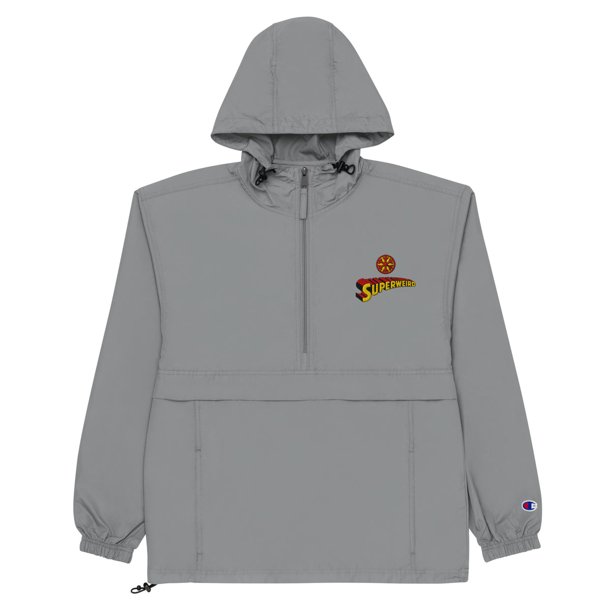 Gray-Superweird Windbreaker Jacket from B.Different Clothing, flat view, graffiti-inspired streetwear