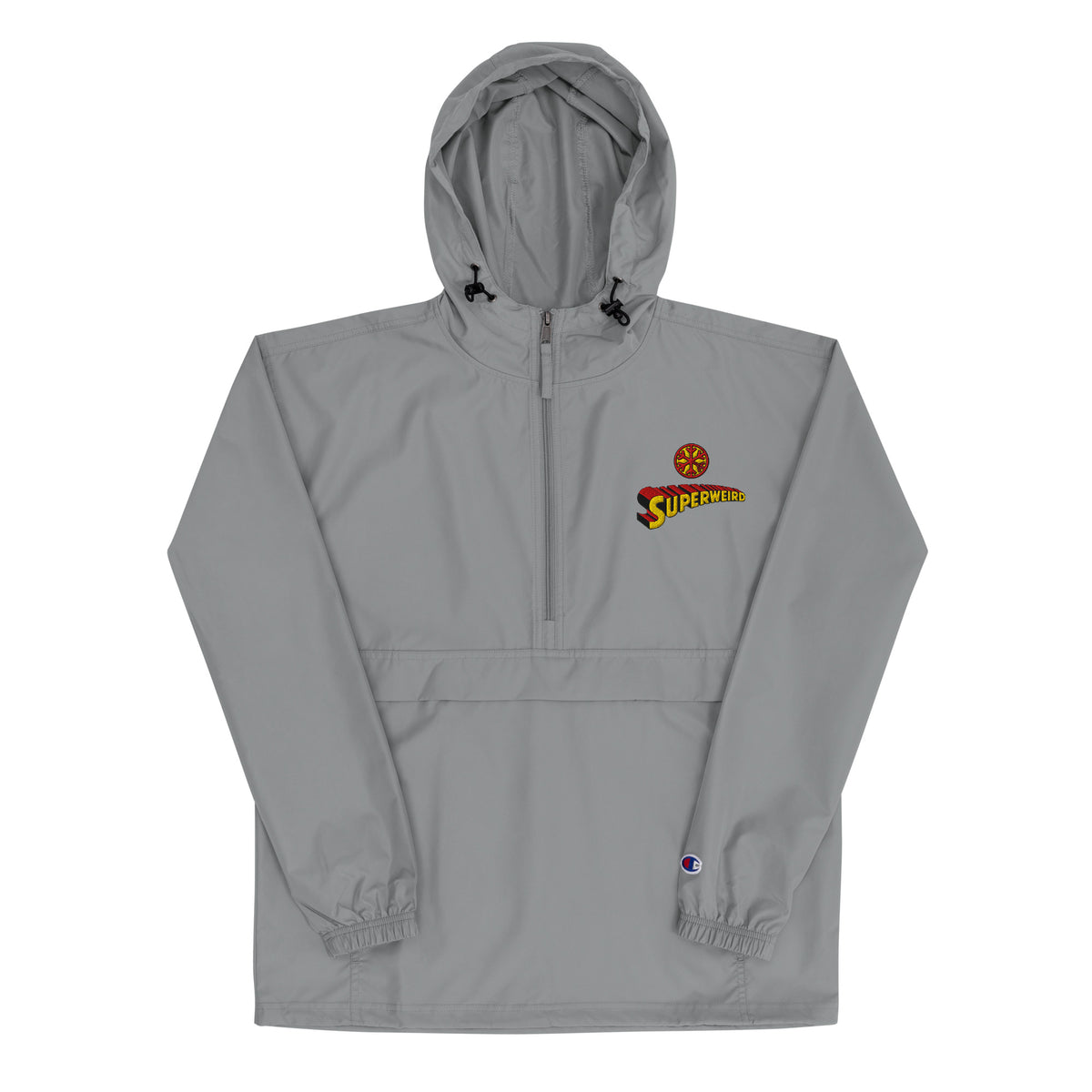 Gray-Superweird Windbreaker Jacket from B.Different Clothing, front view, graffiti-inspired streetwear